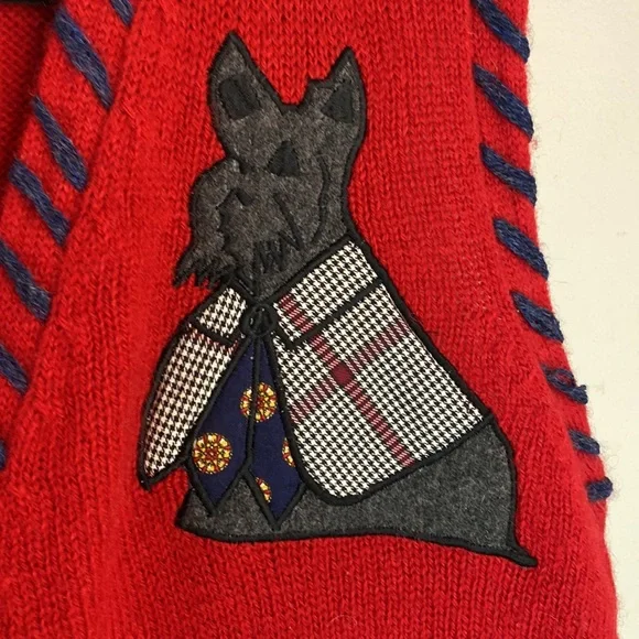Vintage 1993 Susan Scottie Dog Shetland Wool Argyle Sweater Vest - Picture 4 of 10